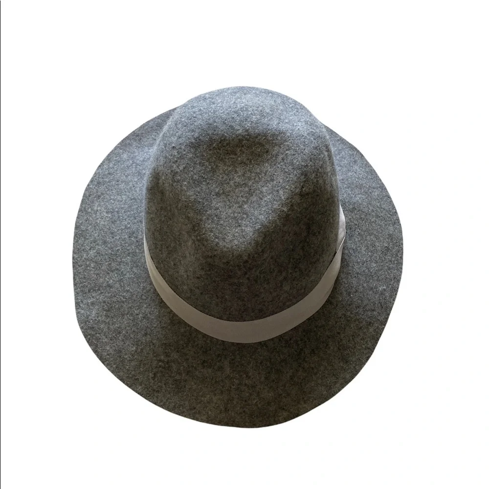 Express 100% Wool Hat Bohemian Retro Cottagecore Shabby Chic Gray Light Ribbon